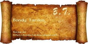 Bondy Tardos névjegykártya